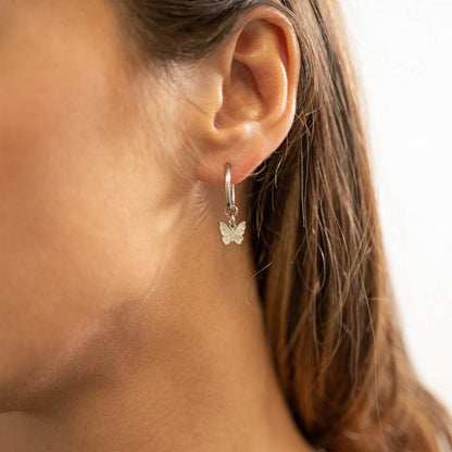 18K Gold PVD Stainless Steel Butterfly Huggie Earrings / ERJ0050