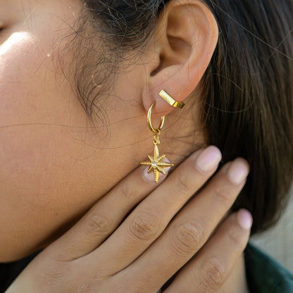 18K Gold PVD Stainless Steel Square Huggie Earrings / ERJ0053