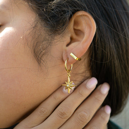 18K Gold PVD Stainless Steel Square Huggie Earrings / ERJ0011