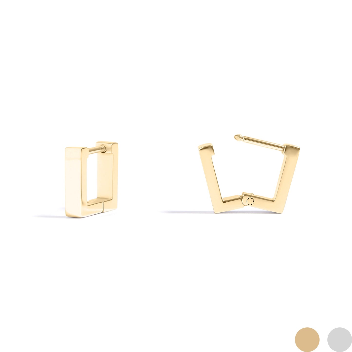 18K Gold PVD Stainless Steel Square Huggie Earrings / ERJ0053