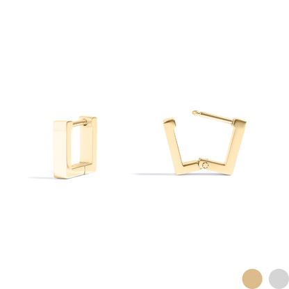 18K Gold PVD Stainless Steel Square Huggie Earrings / ERJ0053