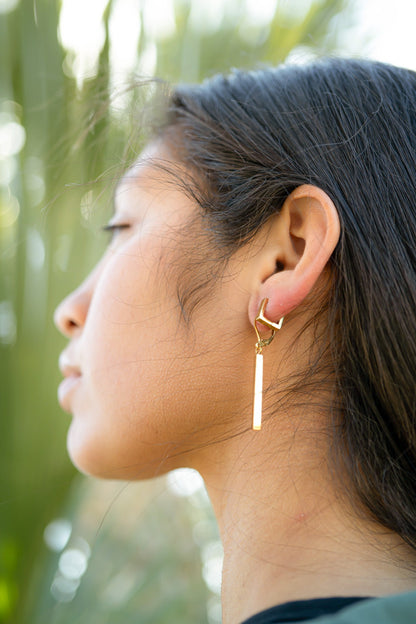 18K Gold PVD Stainless Steel Square Huggie Earrings / ERJ0011