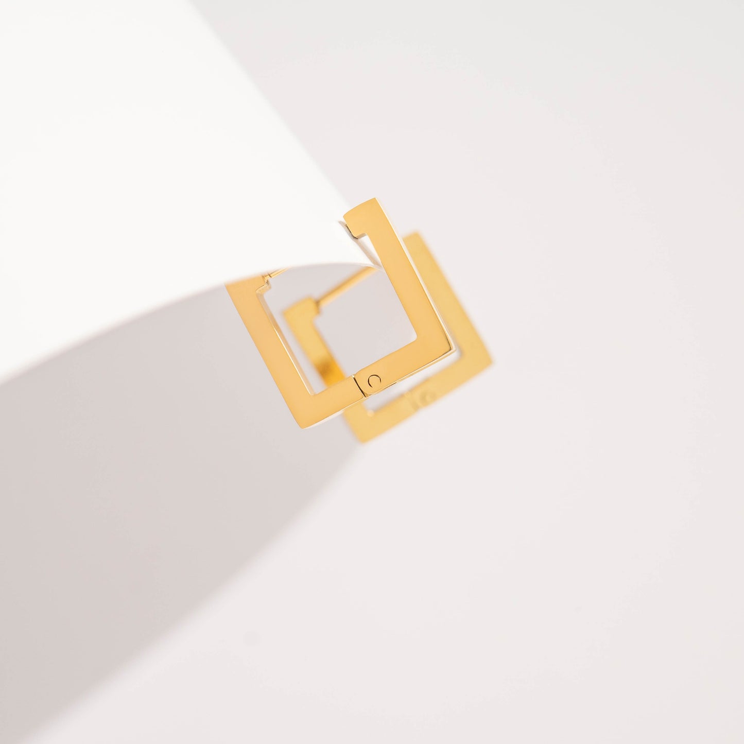 18K Gold PVD Stainless Steel Square Huggie Earrings / ERJ0053