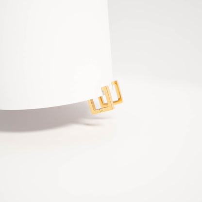 18K Gold PVD Stainless Steel Square Huggie Earrings / ERJ0053