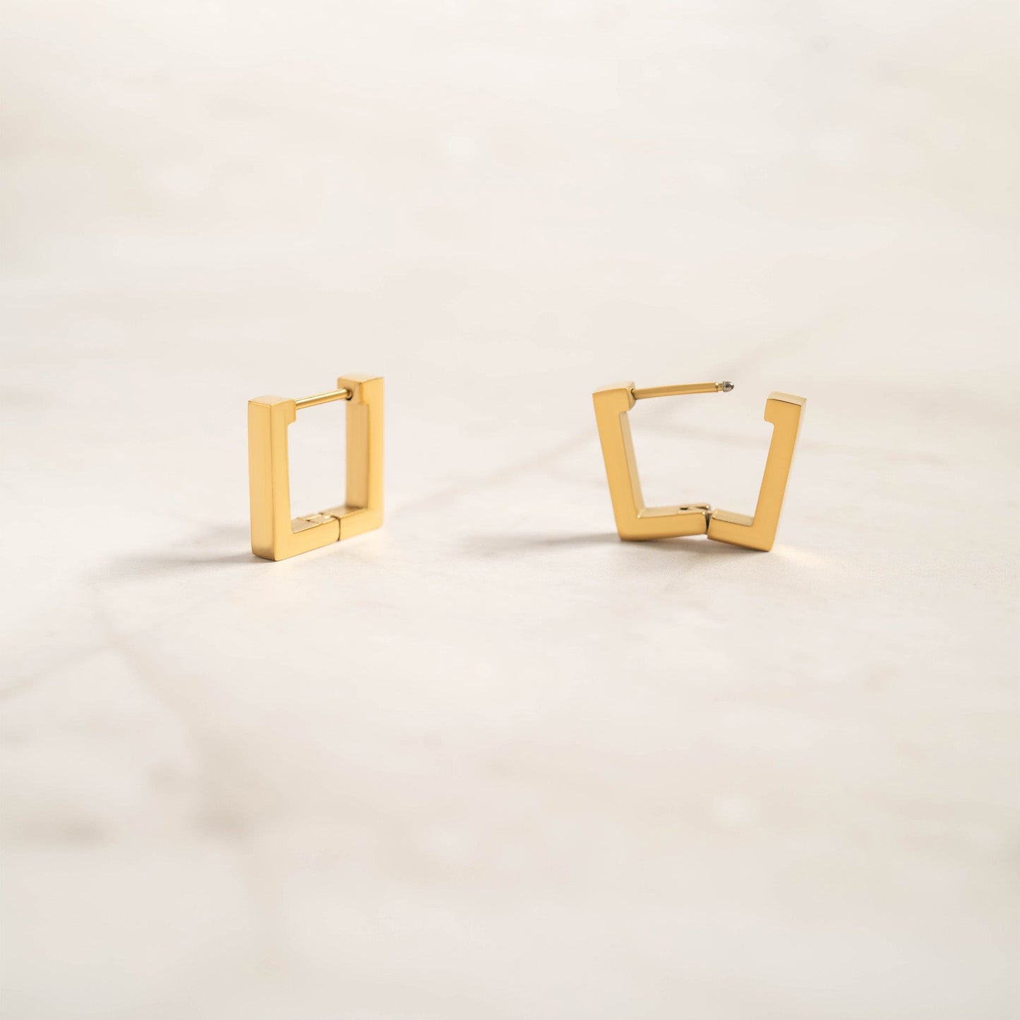 18K Gold PVD Stainless Steel Square Huggie Earrings / ERJ0053
