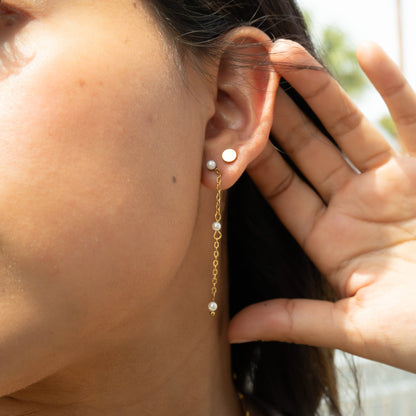 18K Gold PVD Stainless Steel Round Stud Earrings / ERJ0054