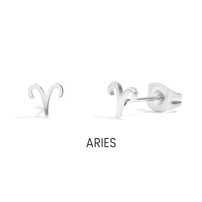 18K Gold PVD Stainless Steel Zodiac Stud Earrings / ERJ0059