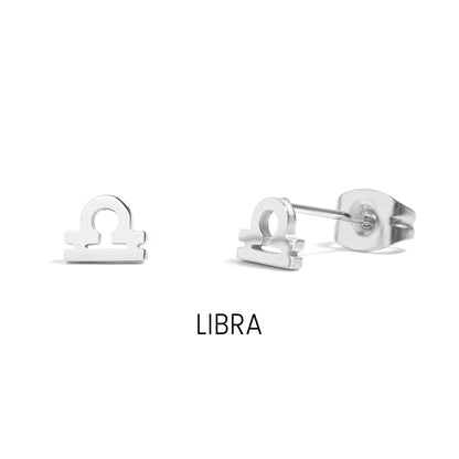 18K Gold PVD Stainless Steel Zodiac Stud Earrings / ERJ0059
