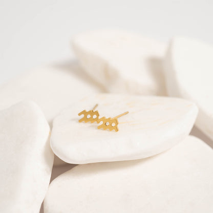 18K Gold PVD Stainless Steel Zodiac Stud Earrings / ERJ0059