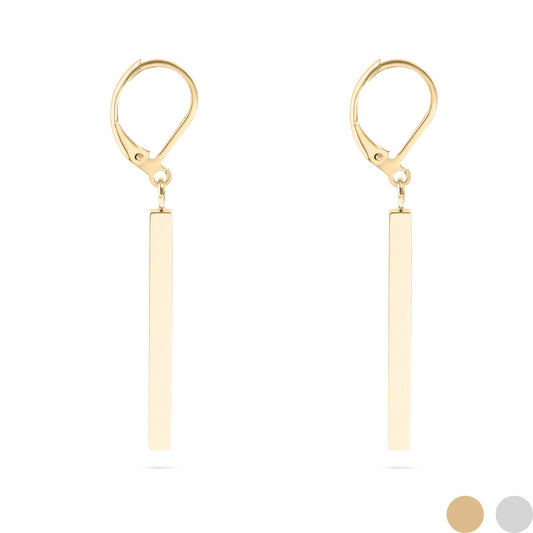 18K Gold PVD Stainless Steel Dangle Vertical Drop Bar Earrings / ERJ0061
