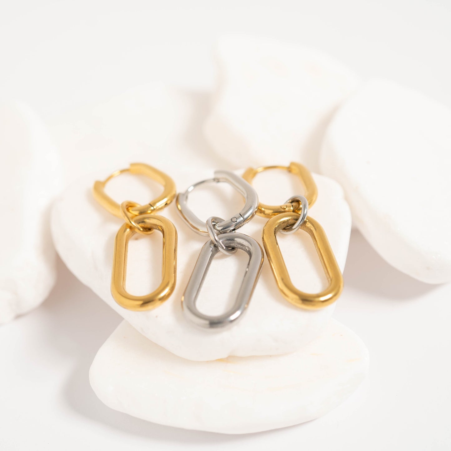 18K Gold PVD Stainless Steel Convertible Huggie Earrings / ERJ0062