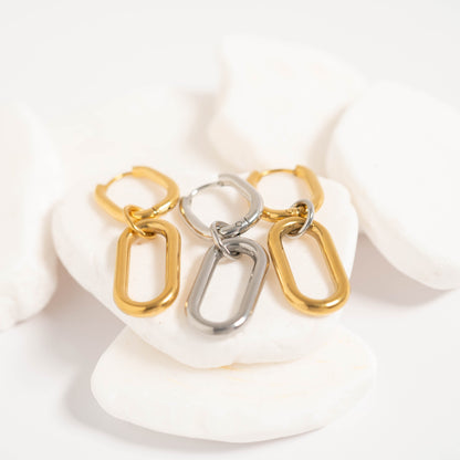 18K Gold PVD Stainless Steel Convertible Huggie Earrings / ERJ0062