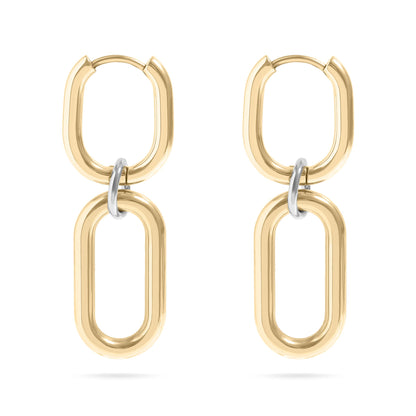 18K Gold PVD Stainless Steel Convertible Huggie Earrings / ERJ0062