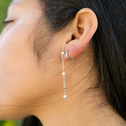 18K Gold PVD Stainless Steel Pearl Dangle Earrings / ERJ0063