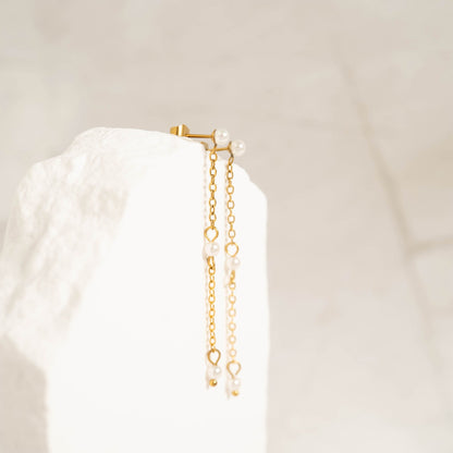 18K Gold PVD Stainless Steel Pearl Dangle Earrings / ERJ0063