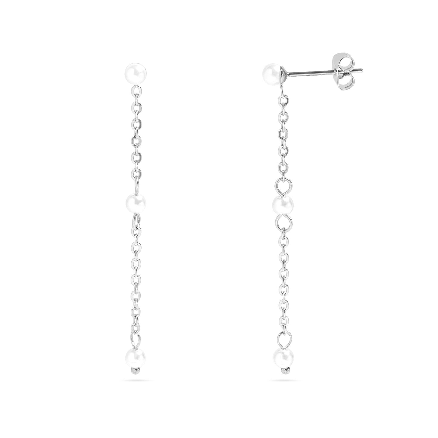 18K Gold PVD Stainless Steel Pearl Dangle Earrings / ERJ0063