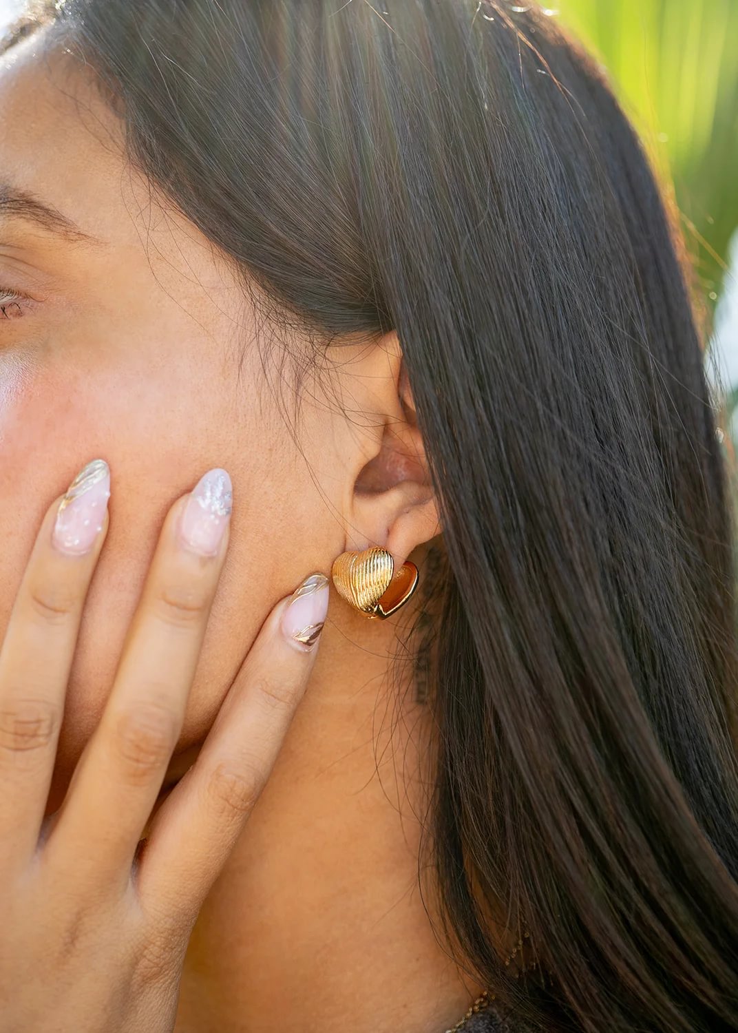 18K Gold PVD Stainless Steel Heart Huggie Earrings / ERJ0065