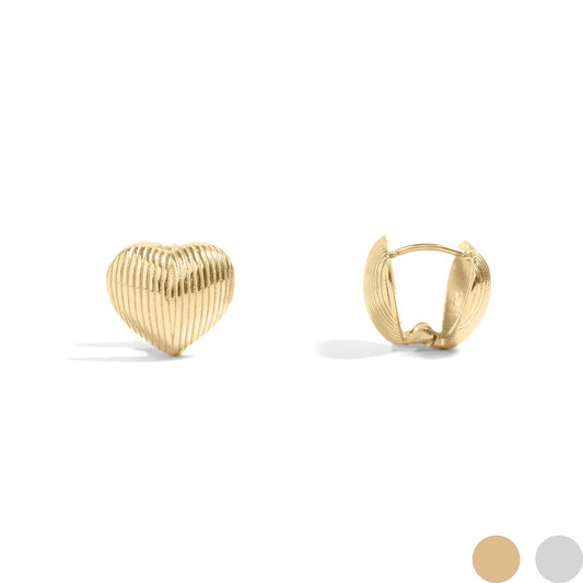18K Gold PVD Stainless Steel Heart Huggie Earrings / ERJ0065