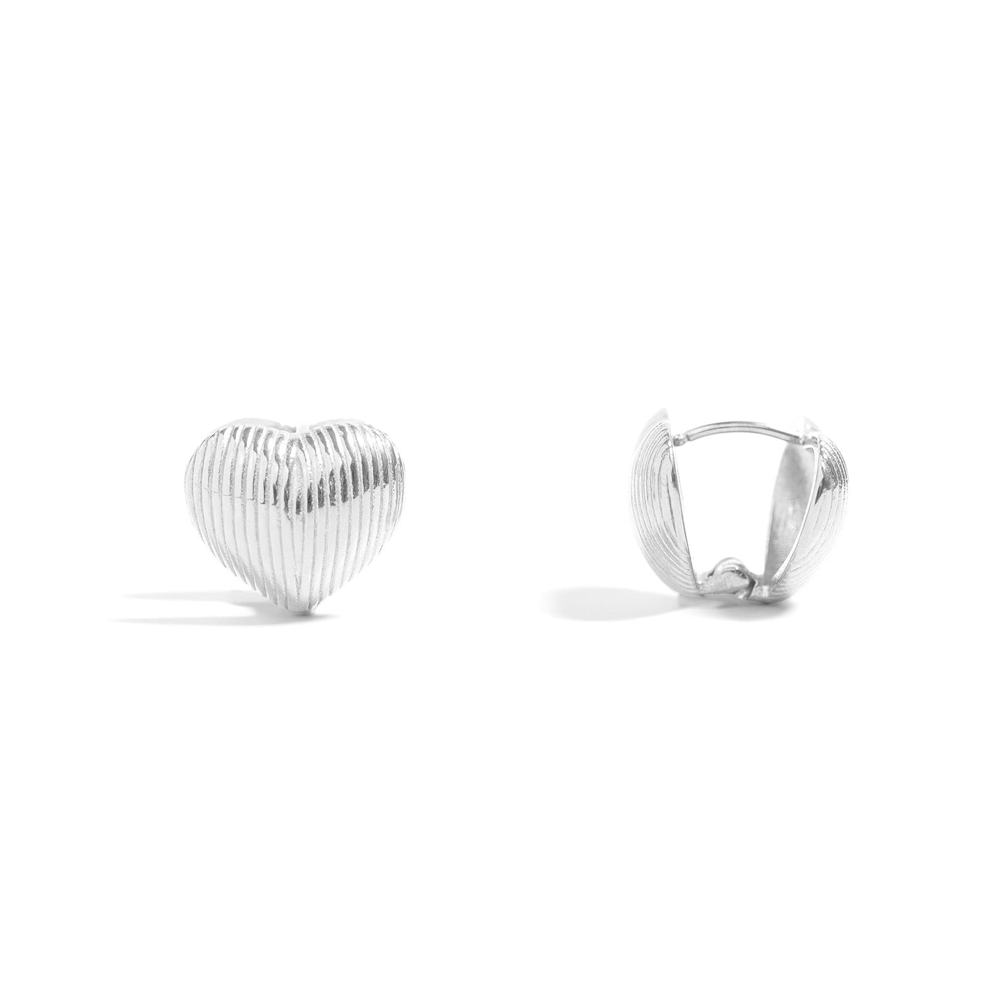 18K Gold PVD Stainless Steel Heart Huggie Earrings / ERJ0065