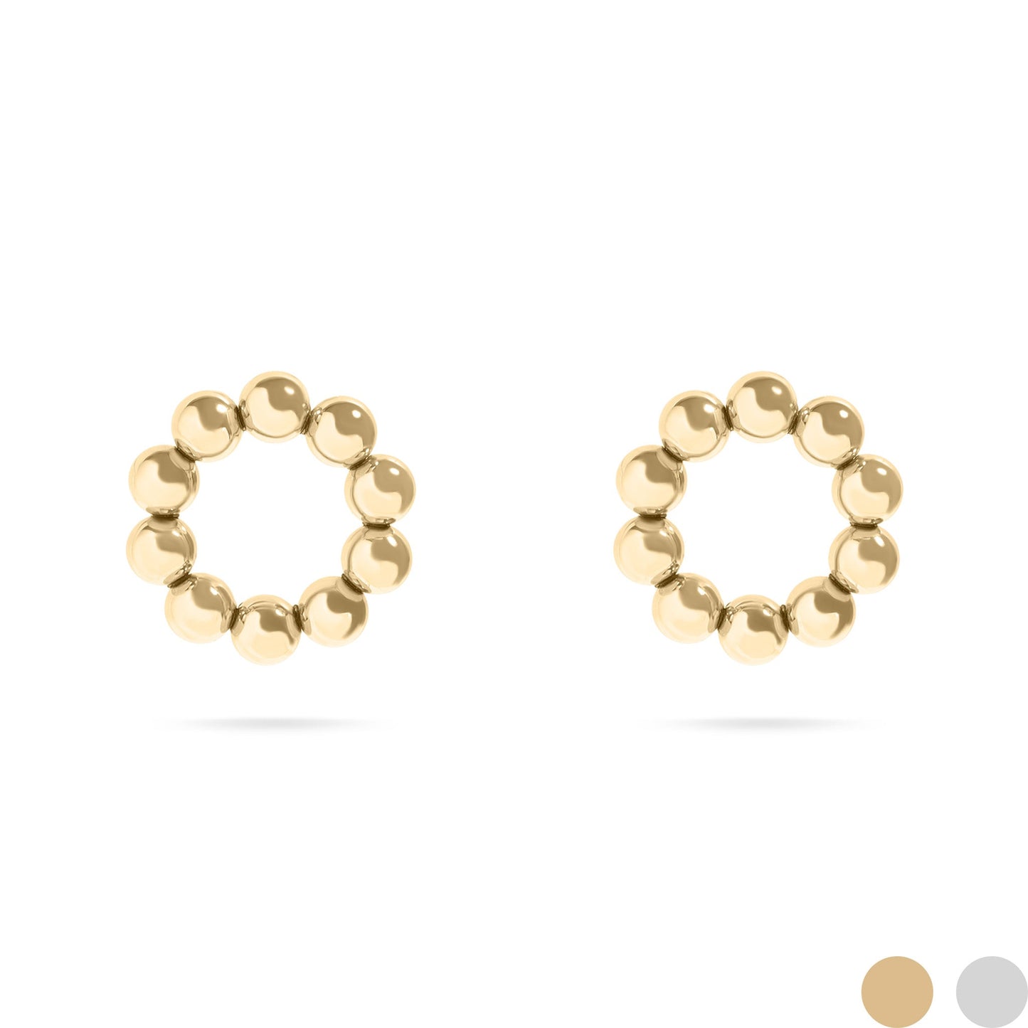18K Gold PVD Stainless Steel Circle Ball Stud Earrings / ERJ0067