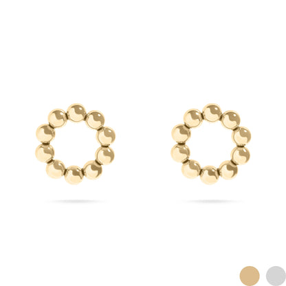 18K Gold PVD Stainless Steel Circle Ball Stud Earrings / ERJ0067