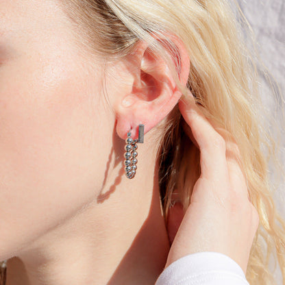 18K Gold PVD Stainless Steel Circle Ball Hoop Earrings / ERJ0068