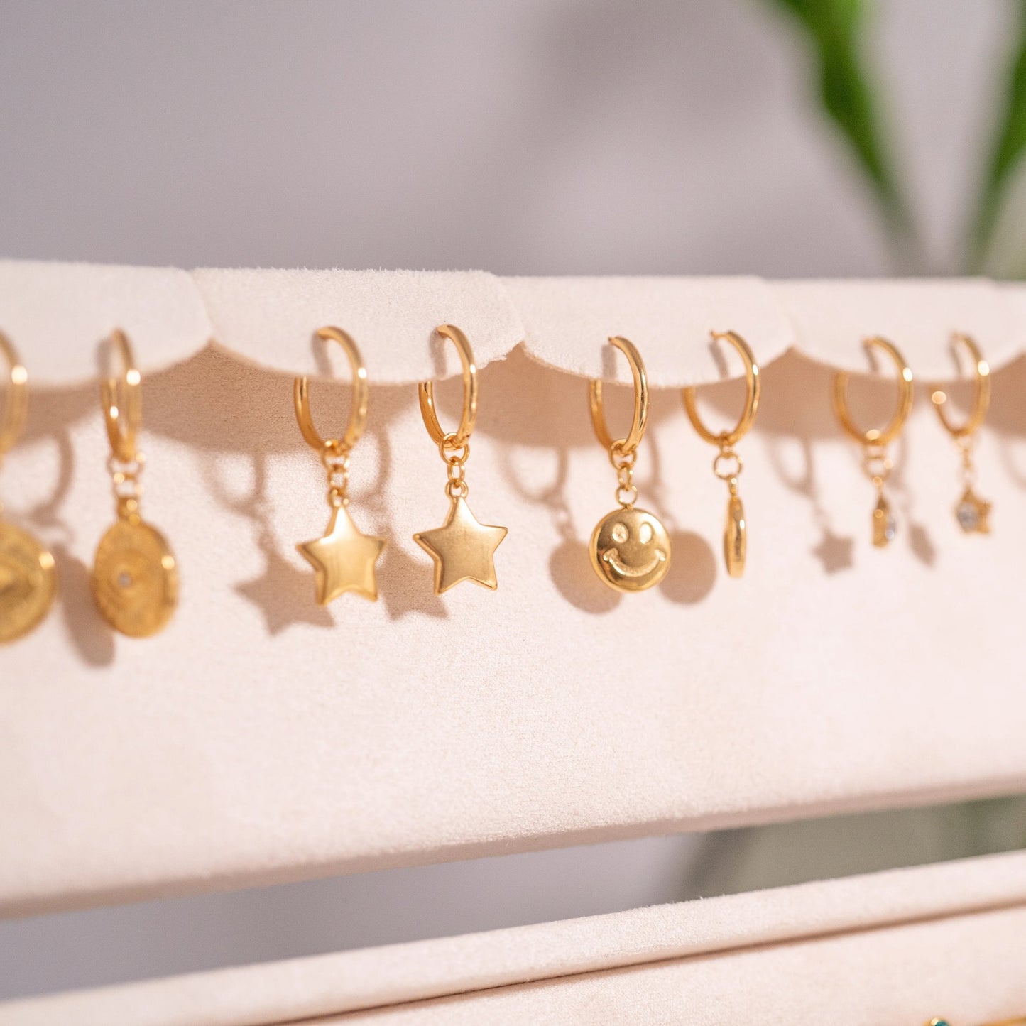 18K Gold PVD Stainless Steel Star Huggie Earrings / ERJ0070