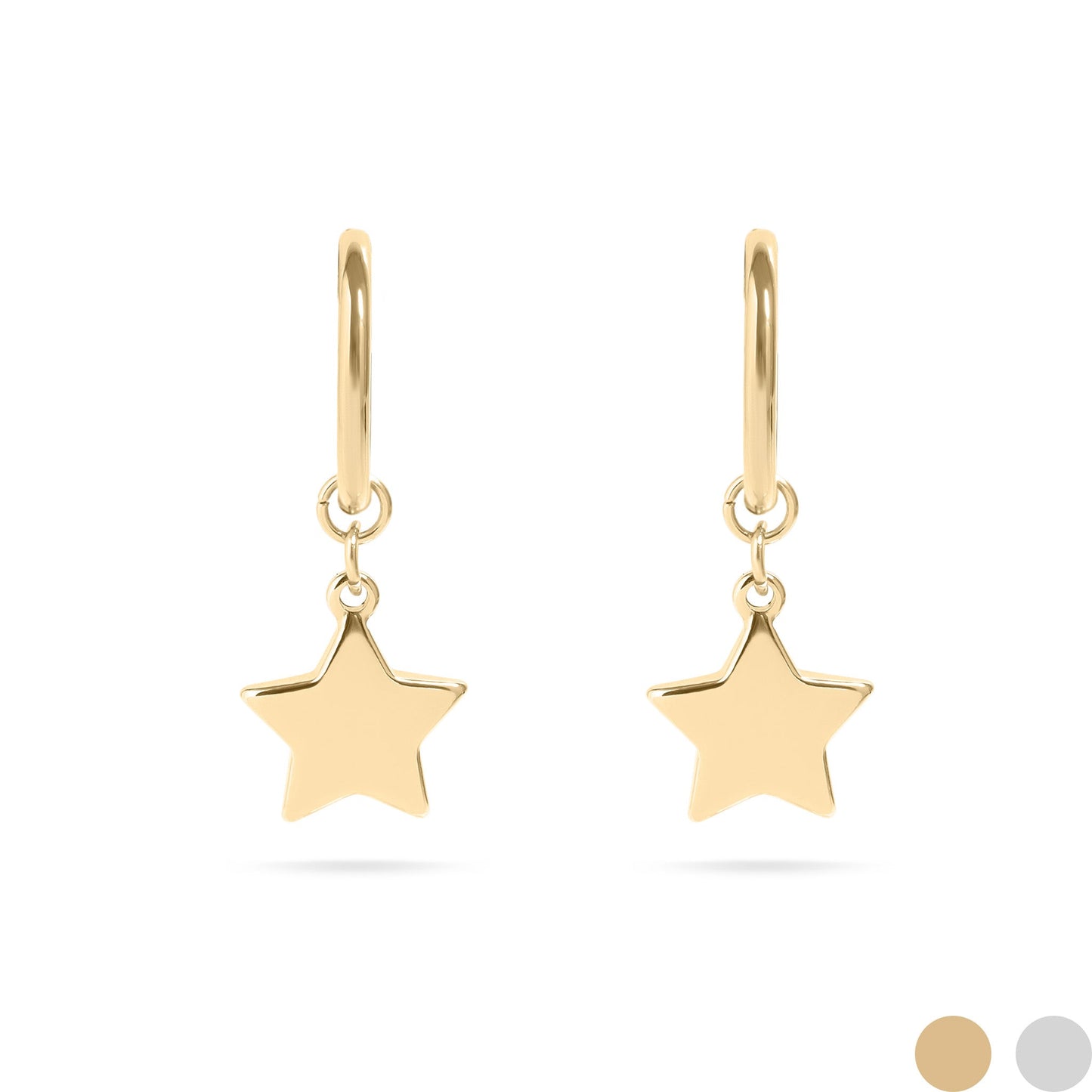 18K Gold PVD Stainless Steel Star Huggie Earrings / ERJ0070