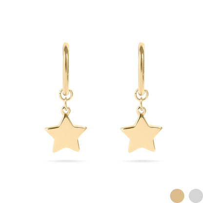 18K Gold PVD Stainless Steel Star Huggie Earrings / ERJ0070
