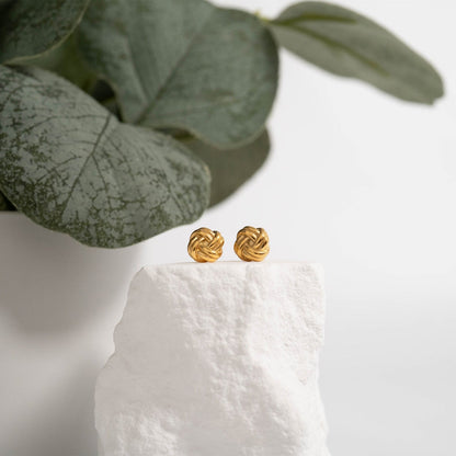 18K Gold PVD Stainless Steel Knot Stud Earrings / ERJ0077