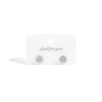 18K Gold PVD Stainless Steel Round Stud Pave Stones Earrings / ERJ0078