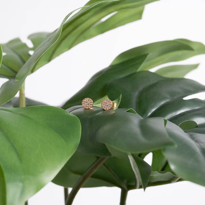 18K Gold PVD Stainless Steel Round Stud Pave Stones Earrings / ERJ0078