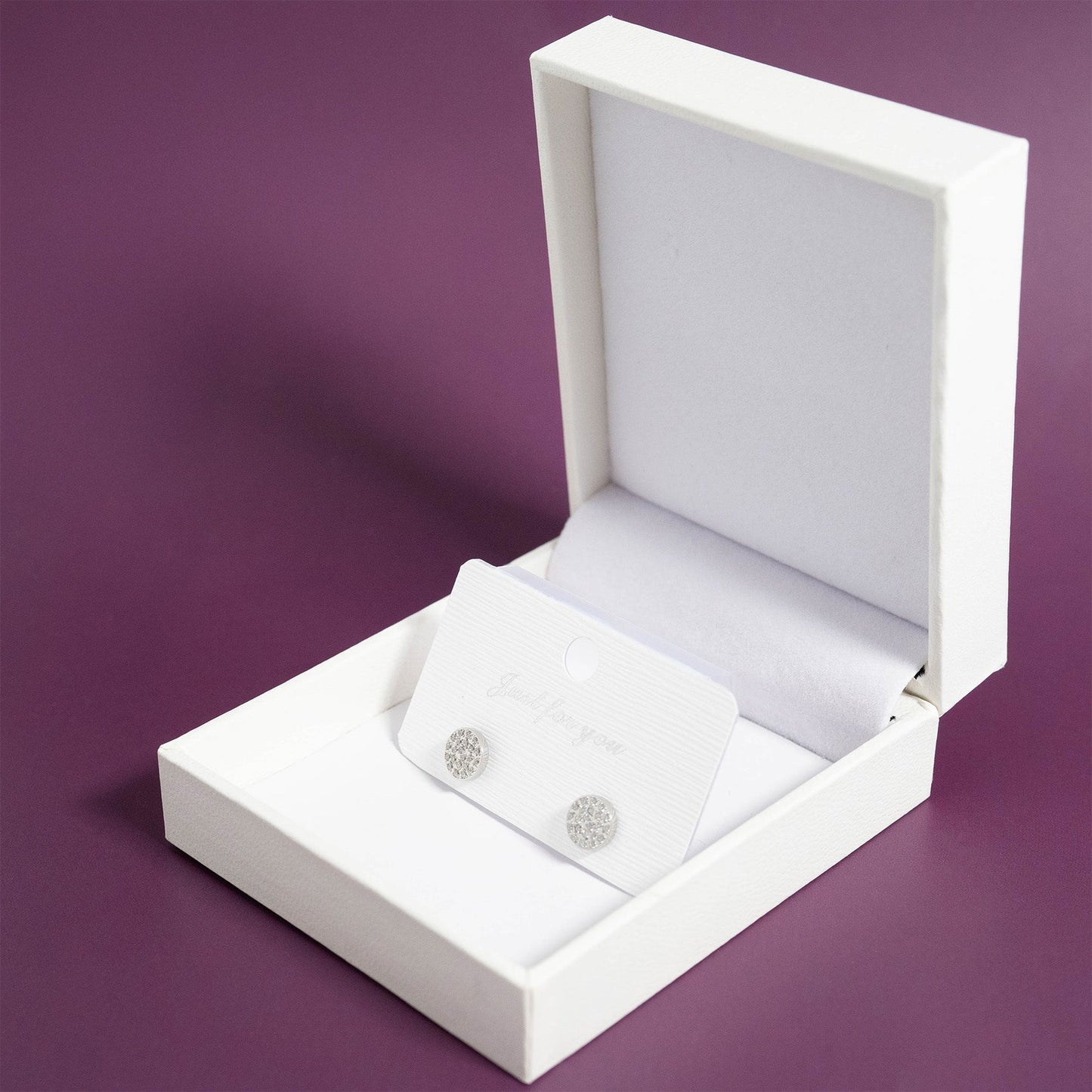 18K Gold PVD Stainless Steel Round Stud Pave Stones Earrings / ERJ0078