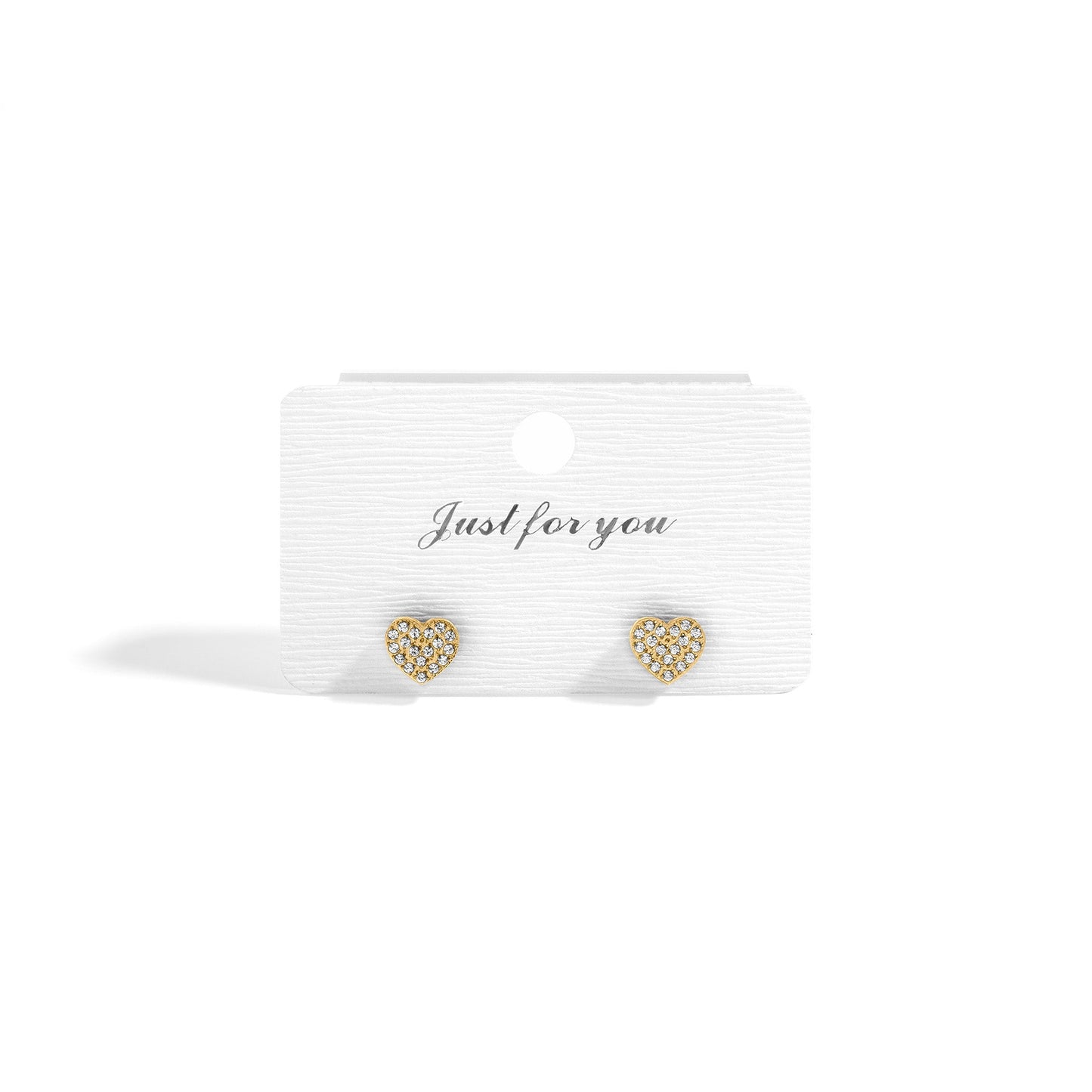 18K Gold PVD Stainless Steel Heart Stud Pave Stones Earrings / ERJ0079