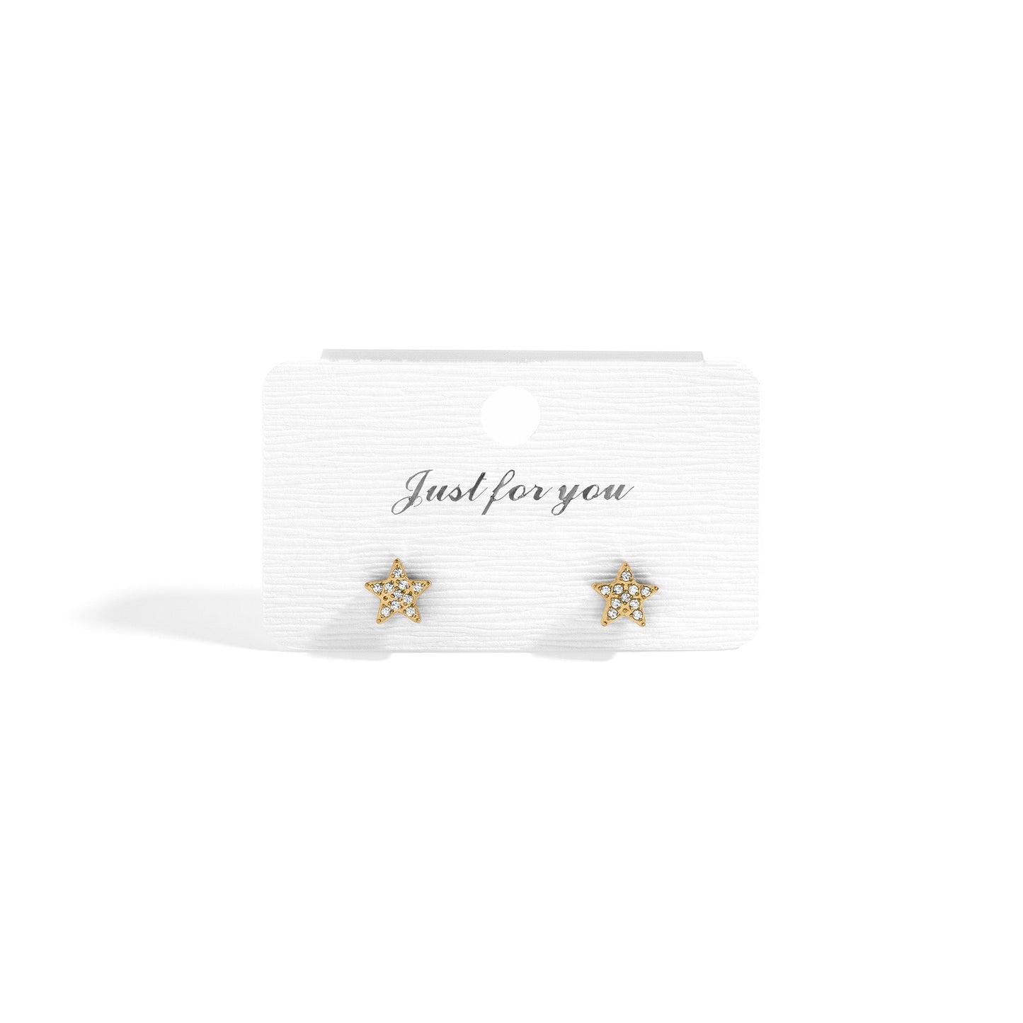 18K Gold PVD Stainless Steel Star Stud Pave Stone Earrings / ERJ0080