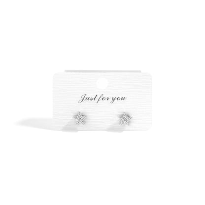 18K Gold PVD Stainless Steel Star Stud Pave Stone Earrings / ERJ0080