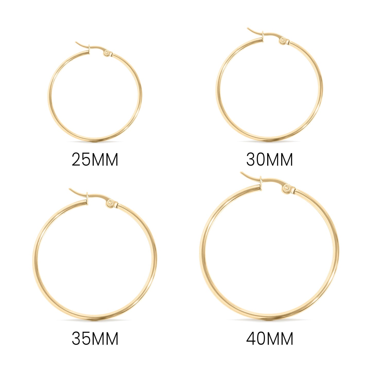 18K Gold PVD Stainless Steel Round Tube Hoop Earrings / ERJ2138