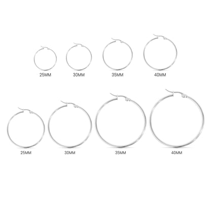 18K Gold PVD Stainless Steel Round Tube Hoop Earrings / ERJ2138