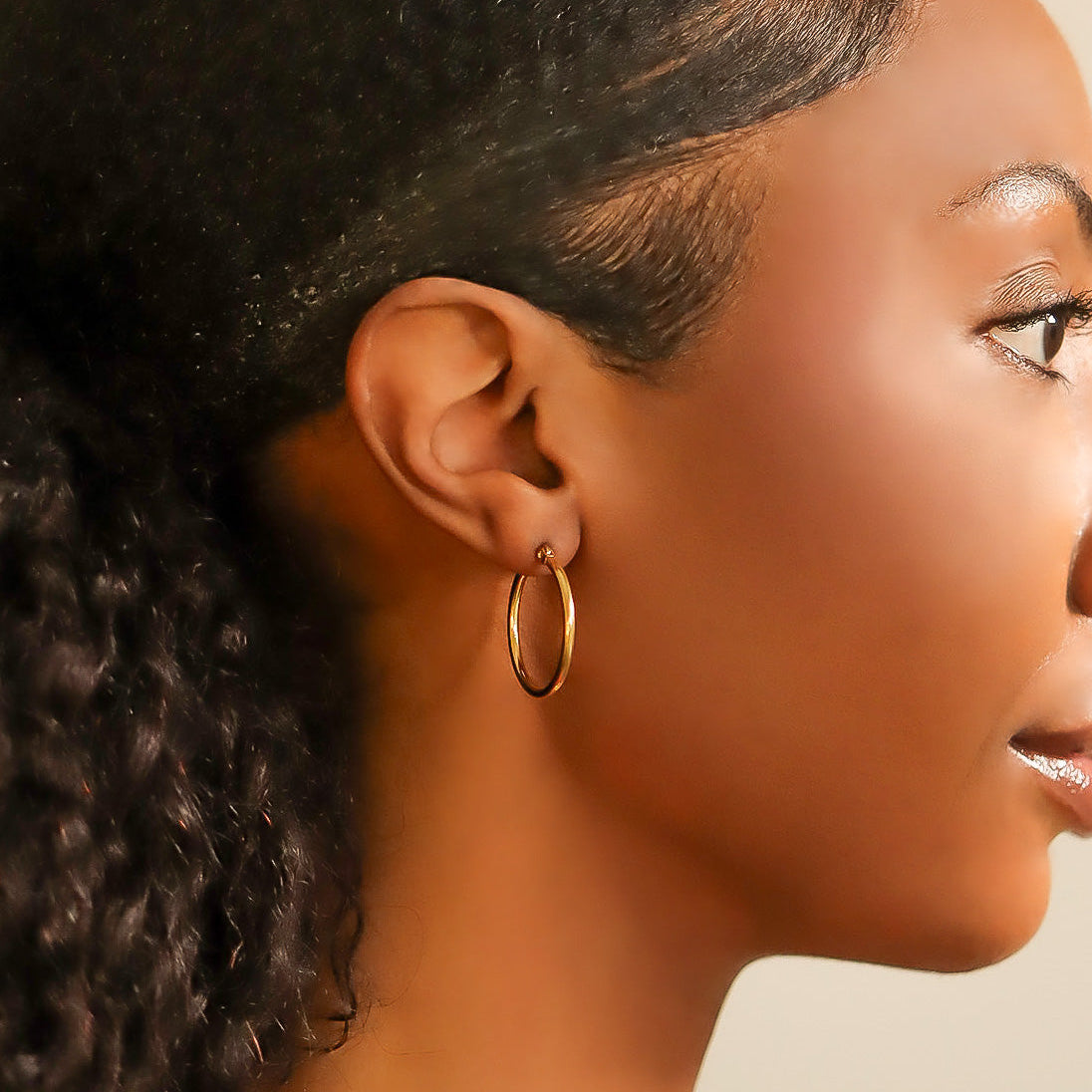 18K Gold PVD Stainless Steel Round Tube Hoop Earrings / ERJ2138