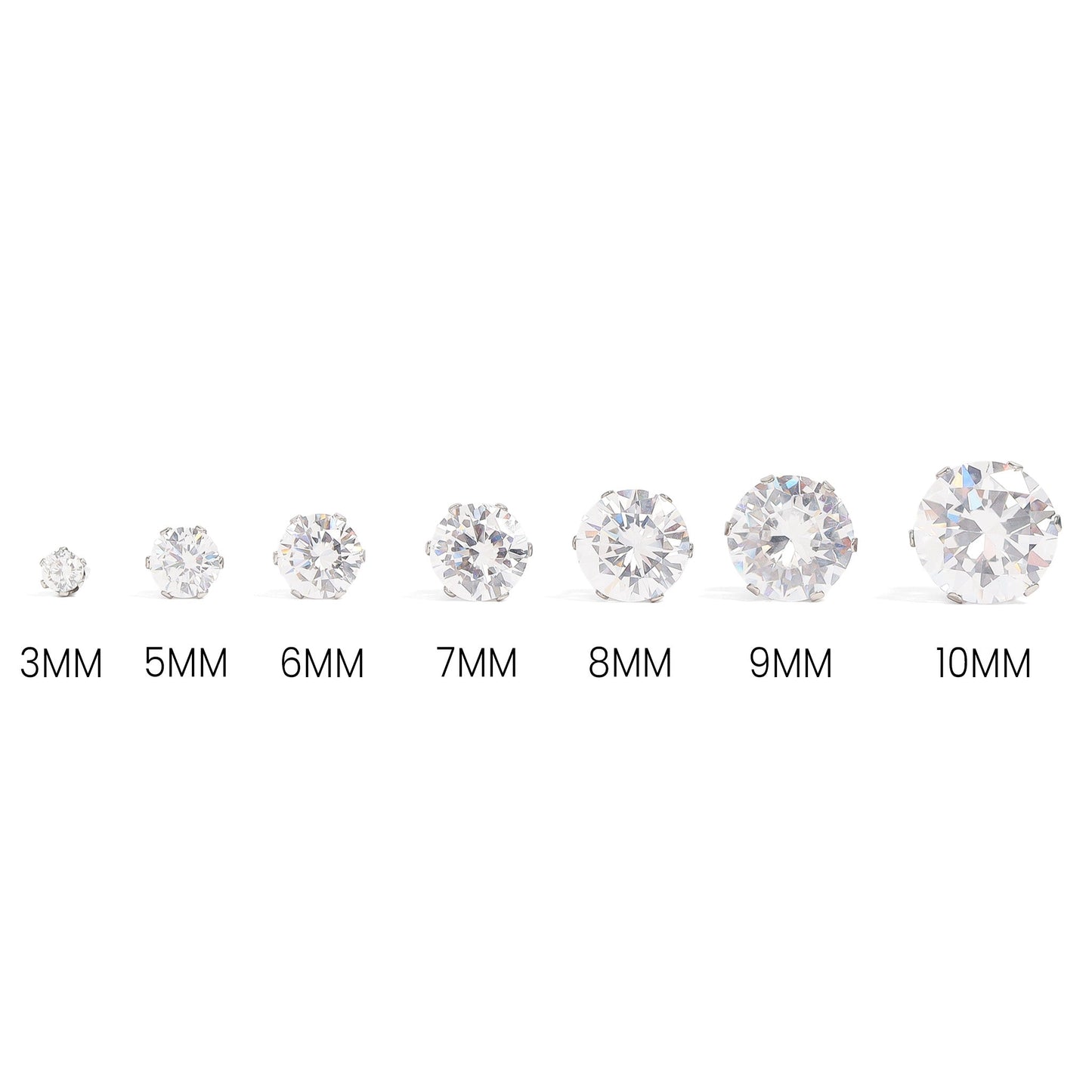 Stainless Steel Round CZ Stud Earrings / ERJ3158