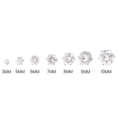 Stainless Steel Round CZ Stud Earrings / ERJ3158