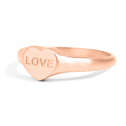 18K Gold PVD Stainless Steel Love Heart Signet Ring / ESR0005