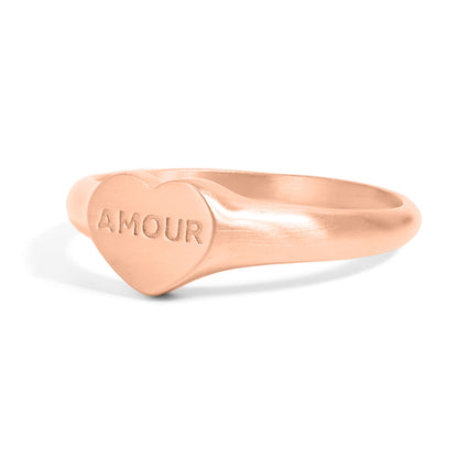 18K Gold PVD Stainless Steel Amour Heart Signet Ring / ESR0006