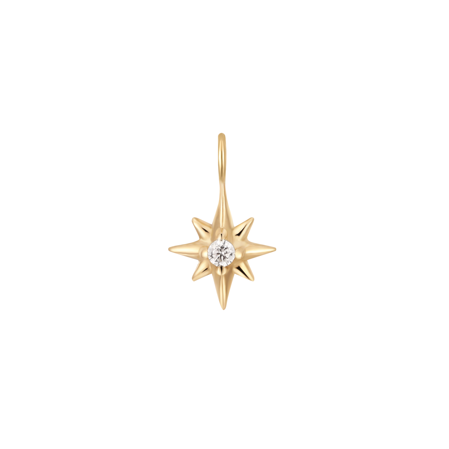 Permanent Jewelry 14K Solid Gold Diamond Compass Star Charm / PMJ1010