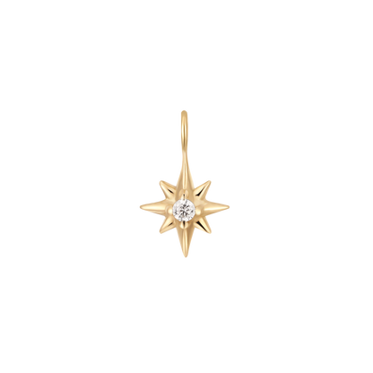 Permanent Jewelry 14K Solid Gold Diamond Compass Star Charm / PMJ1010