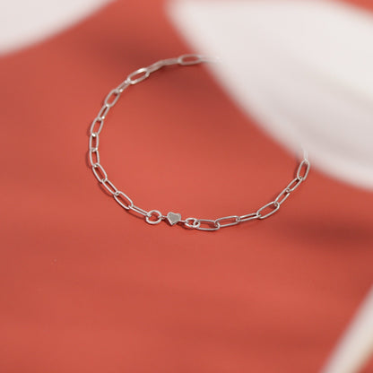 Permanent Jewelry Horizontal .952 Sterling Silver Heart Charm / PMJ3013