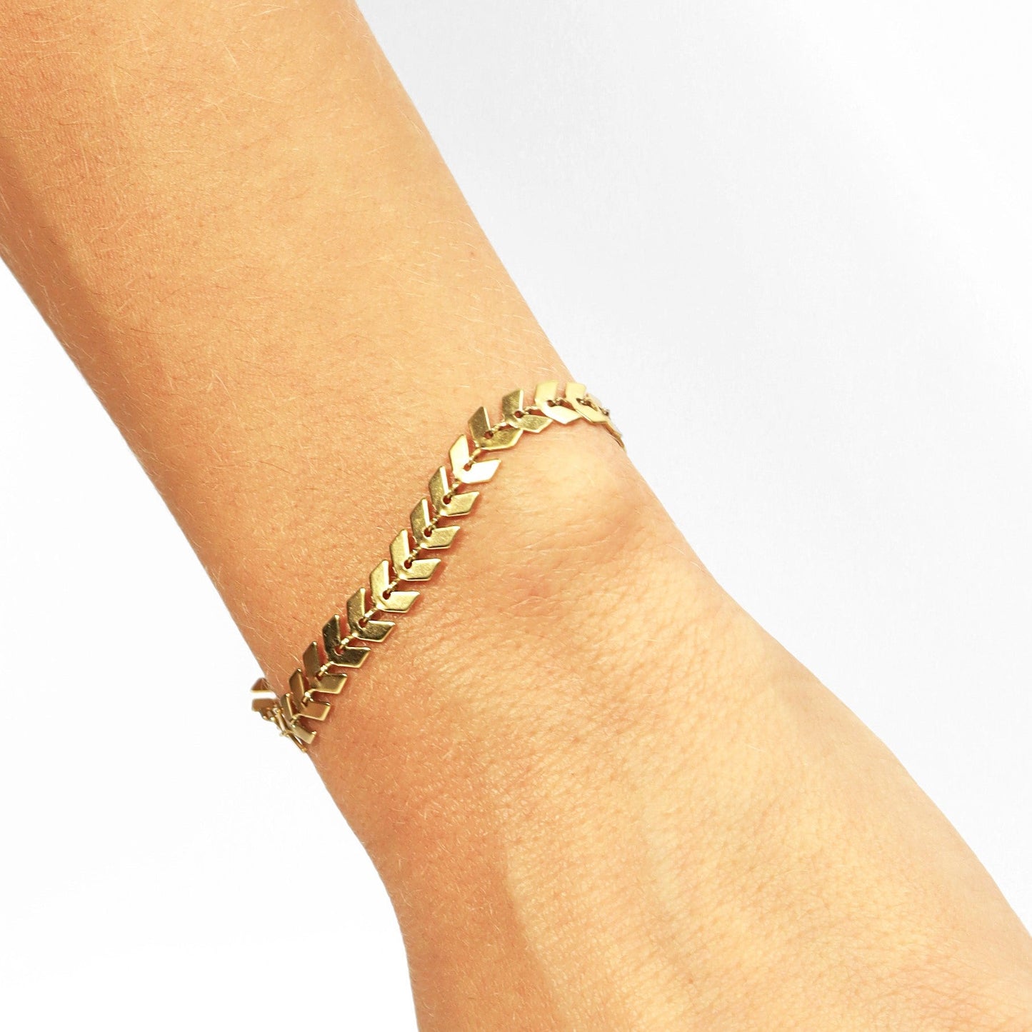 18K Gold PVD Stainless Steel Chevron Bracelet or Anklet / BRJ9099