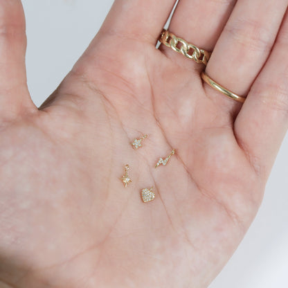 Permanent Jewelry 14K Solid Gold Diamond Compass Star Charm / PMJ1010