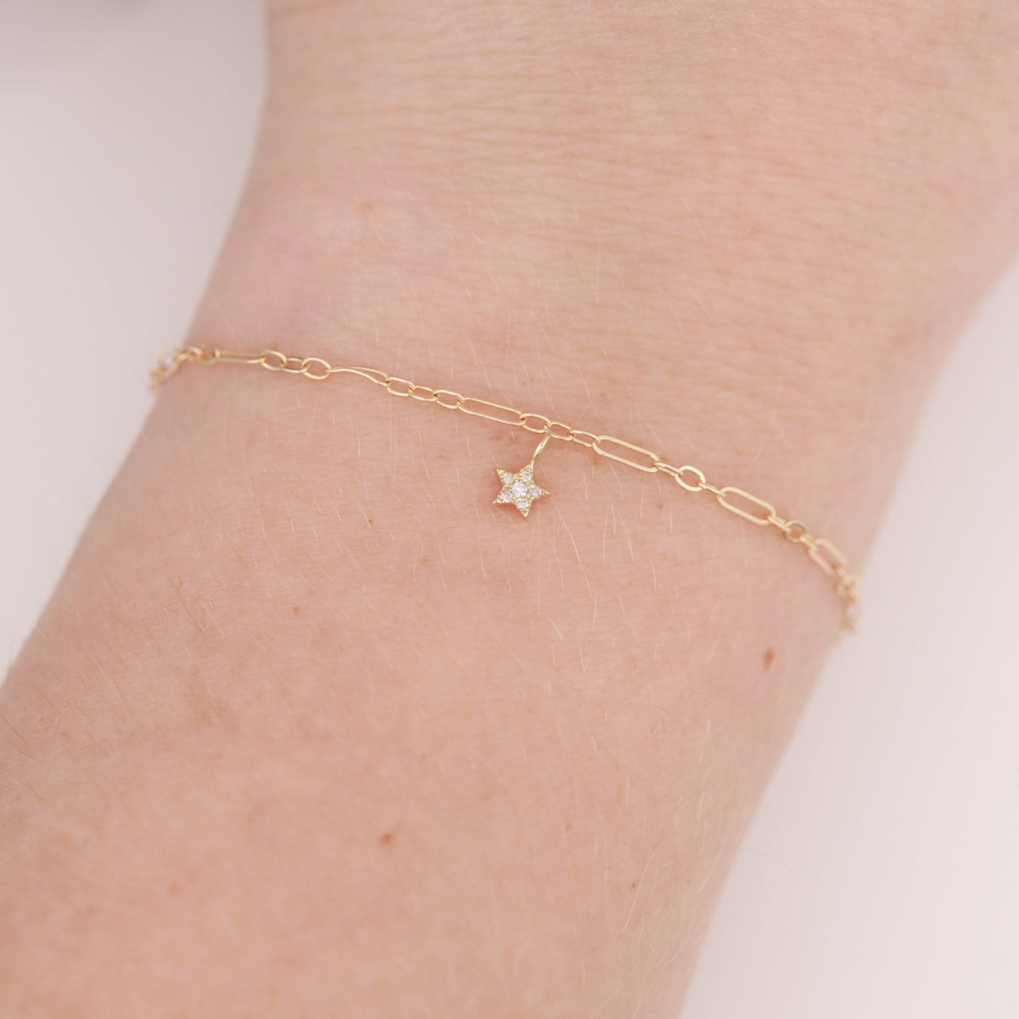 Permanent Jewelry 14K Solid Gold Diamond Star Charm / PMJ1013