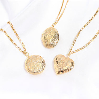 18K Gold PVD Stainless Steel Rose Heart Locket / PDL0237